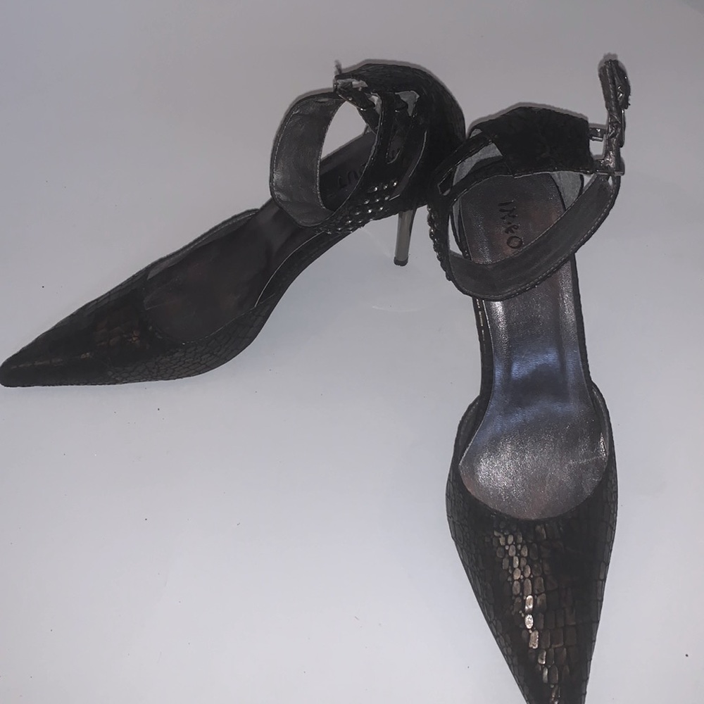 3” Studded Brown Snakeskin Strapped High Heel